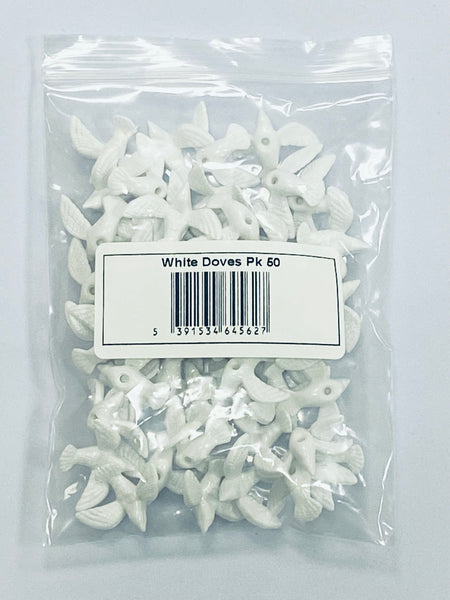 Mini White Plastic Dove Pk 50