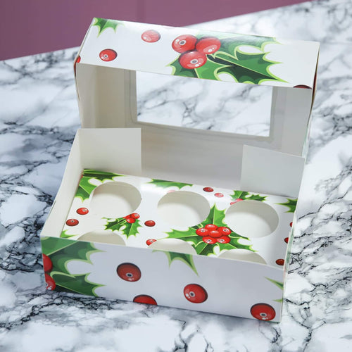 Sugar Sisters Cupcake Box - Holly Berry (6s)
