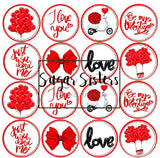 Love & Red Bow Edible Toppers - (20 Toppers)